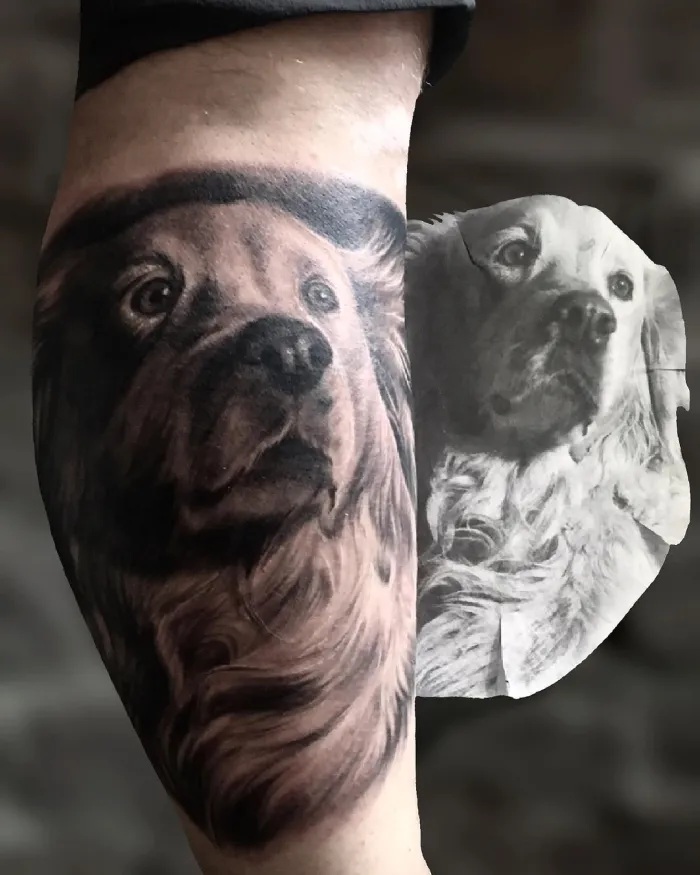 Portrét psa podle fotky — tetování Milosch tattoo