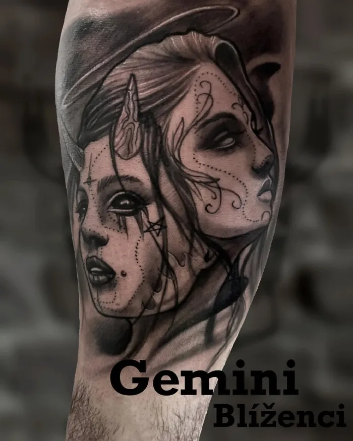 Ženský portrét — tetování Milosch tattoo